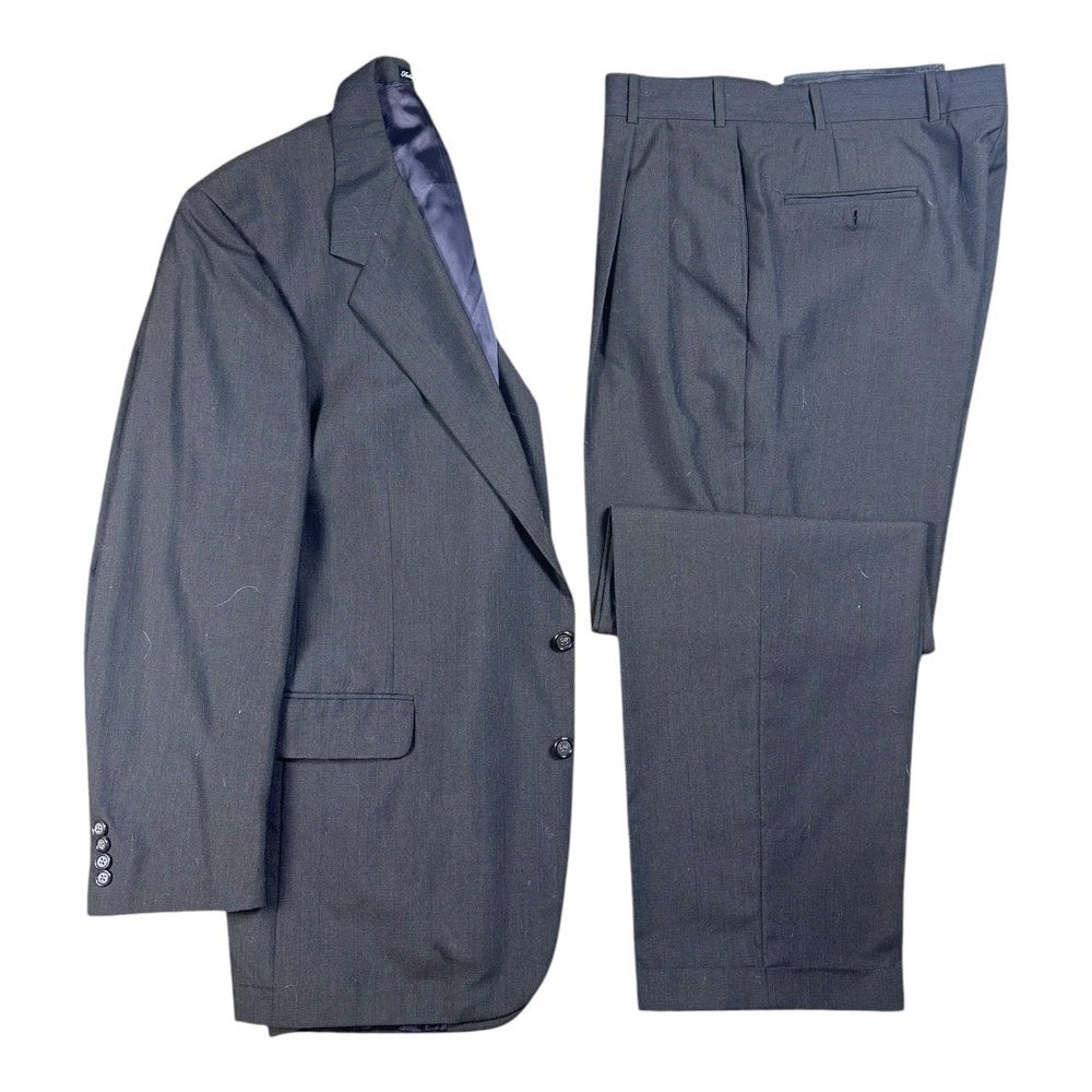 Tom James Gray‎ Pinstripe Suit Mens 43L Executive Collection Wool